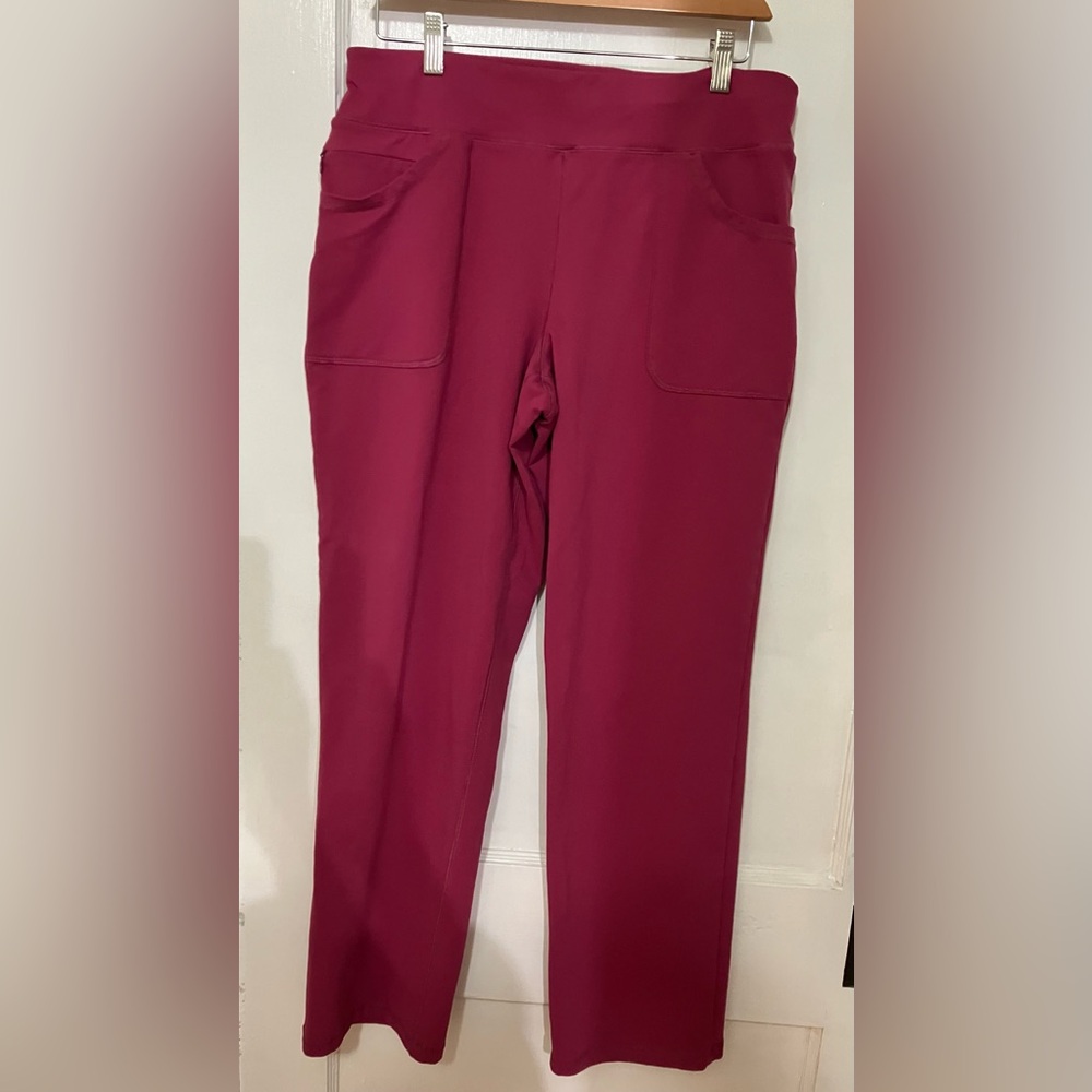 Lands' End Women's Active 5 Pocket Pants Elastic Waist Yoga Pink Medium 10-12